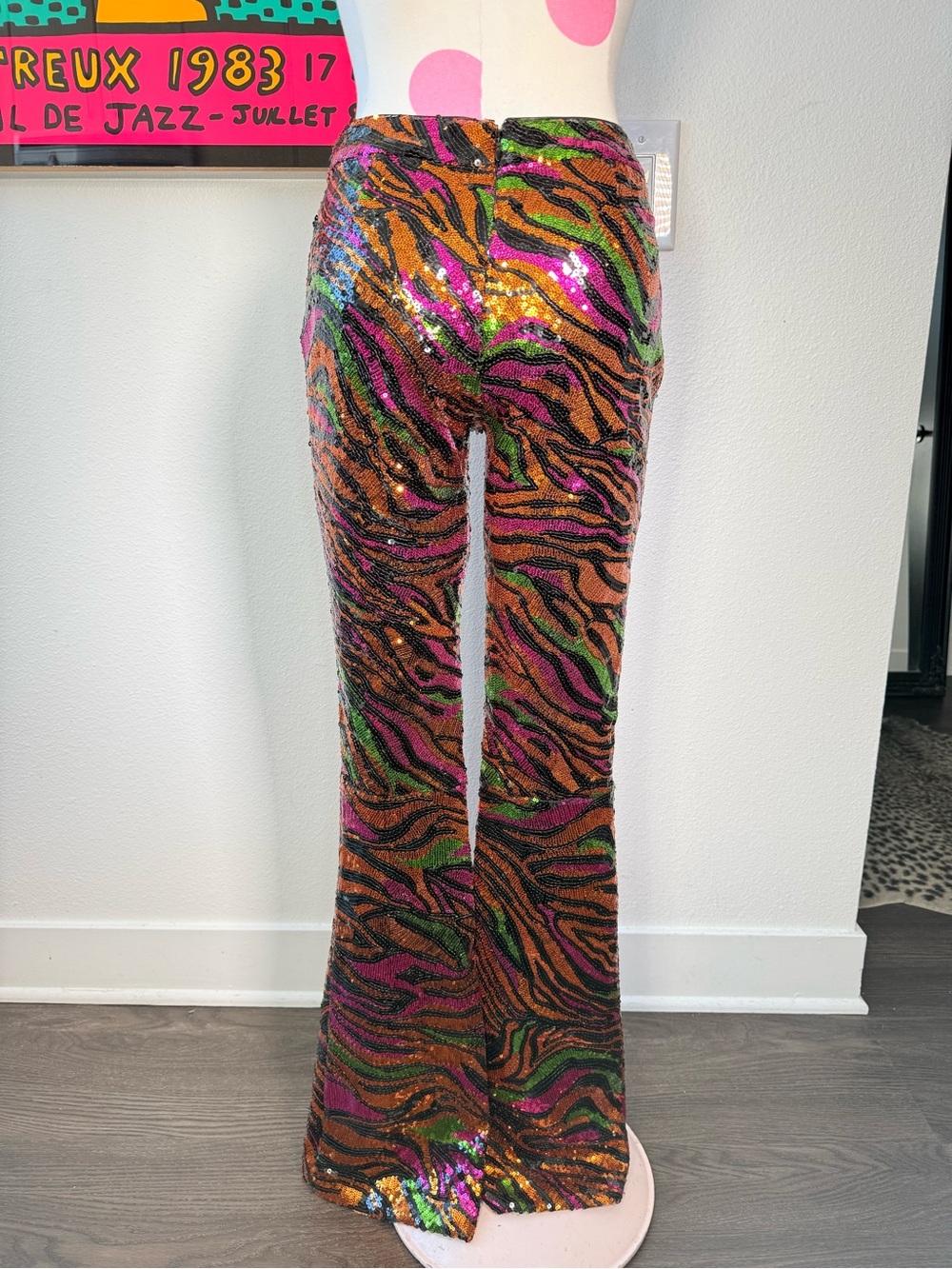 Dundas X Revolve Jerry Flare Pant Sequin Zebra XXS NWT - Picture 7 of 13